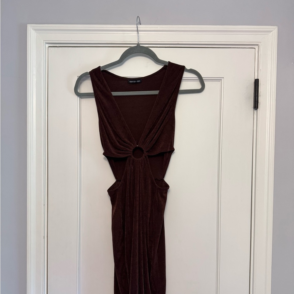 Brown Sleeveless Cut Out Dress